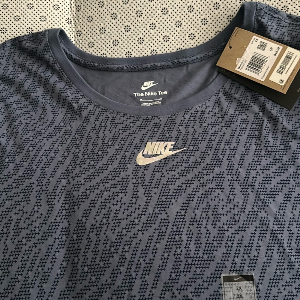 Nike Woman’s Plus Size Boat Blue Front Logo Long Sleeve Tee